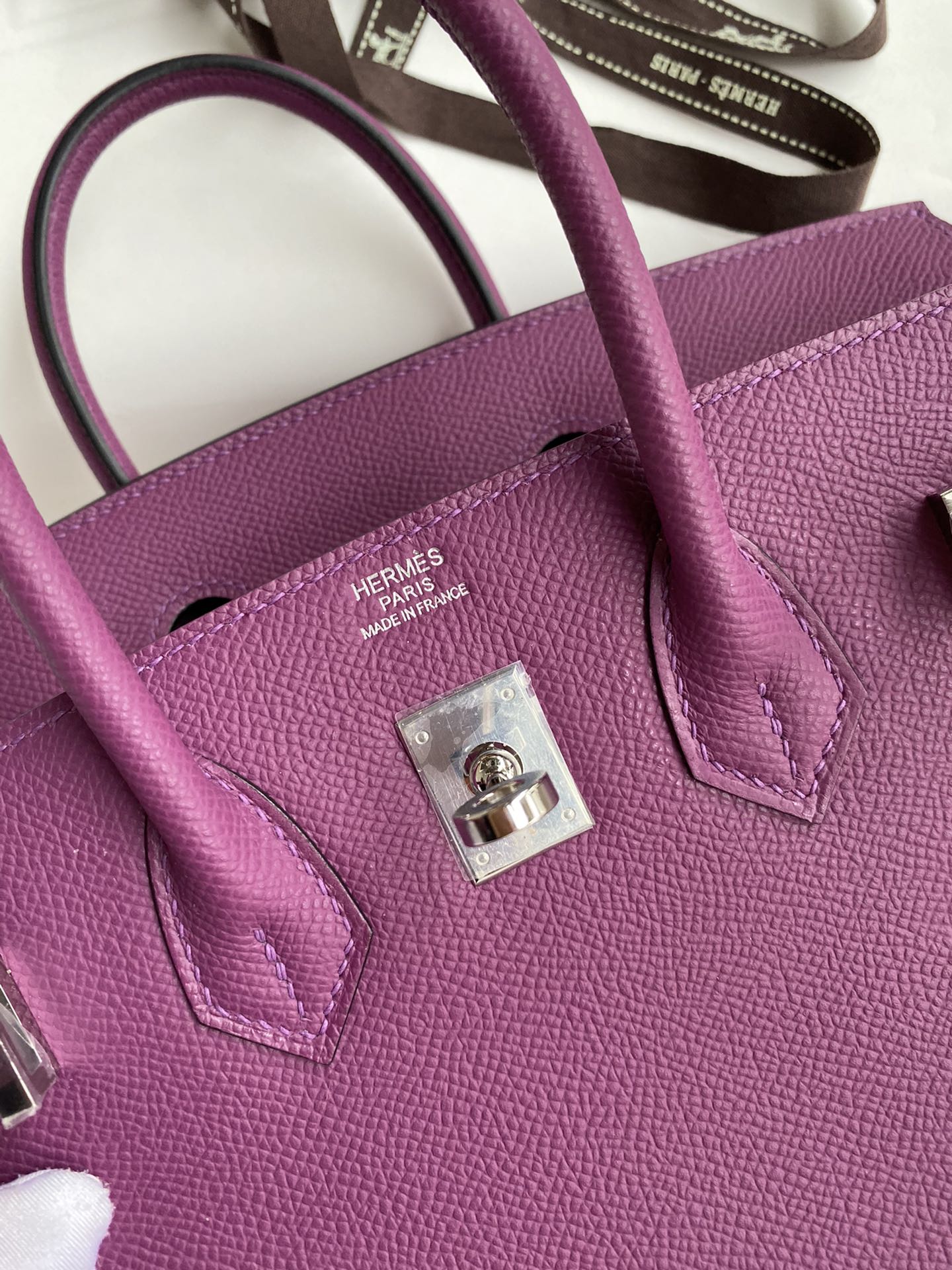 Birkin 25cm Epsom Leather Anemone Purple Silver Buckle