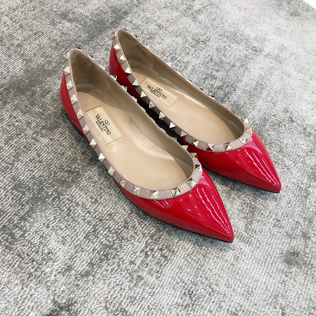 Valentino VT Collection Flats Patent Leather Red
