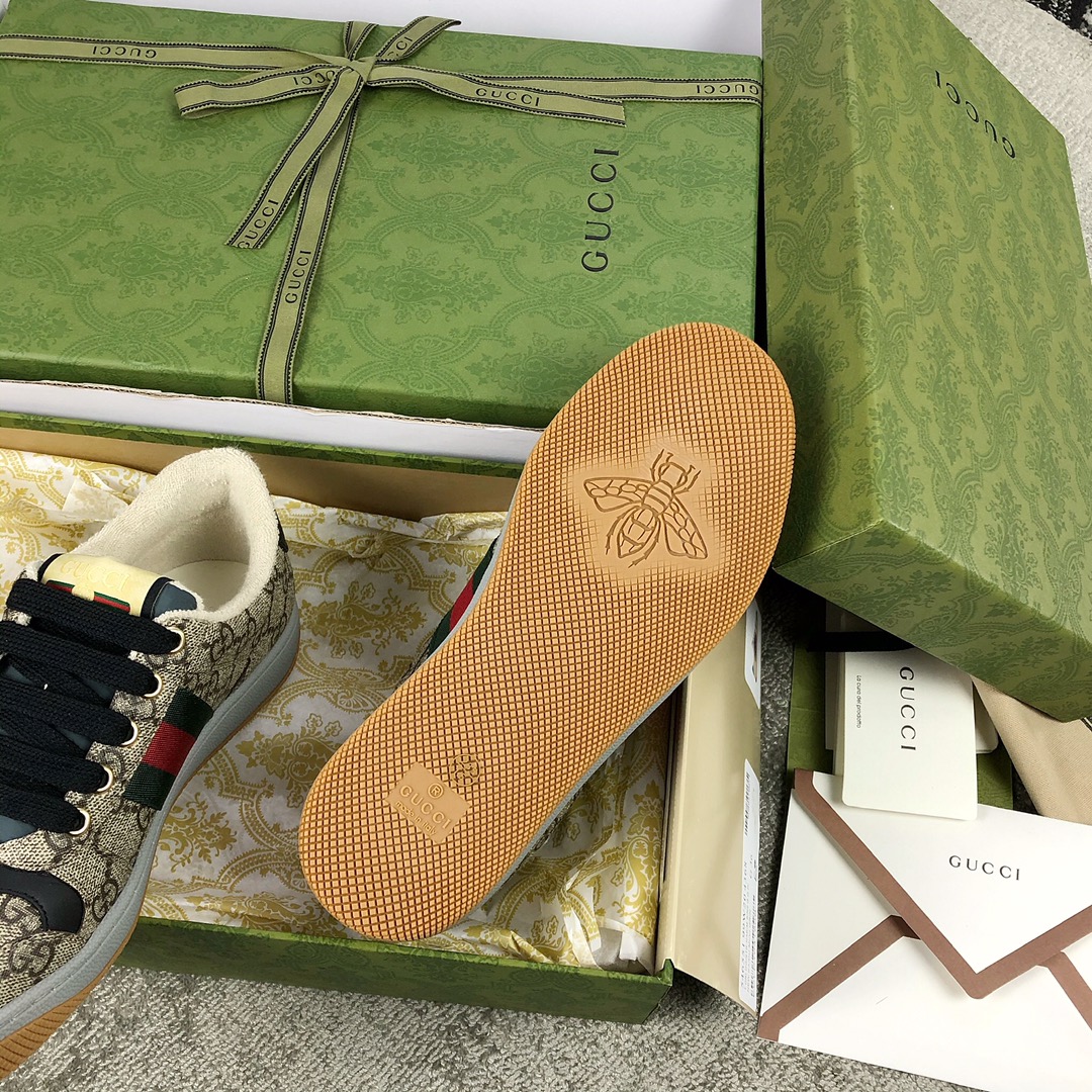 Gucci A very cool little dirty shoe with a vintage nostalgic look Custom fabric Cowhide Towel material