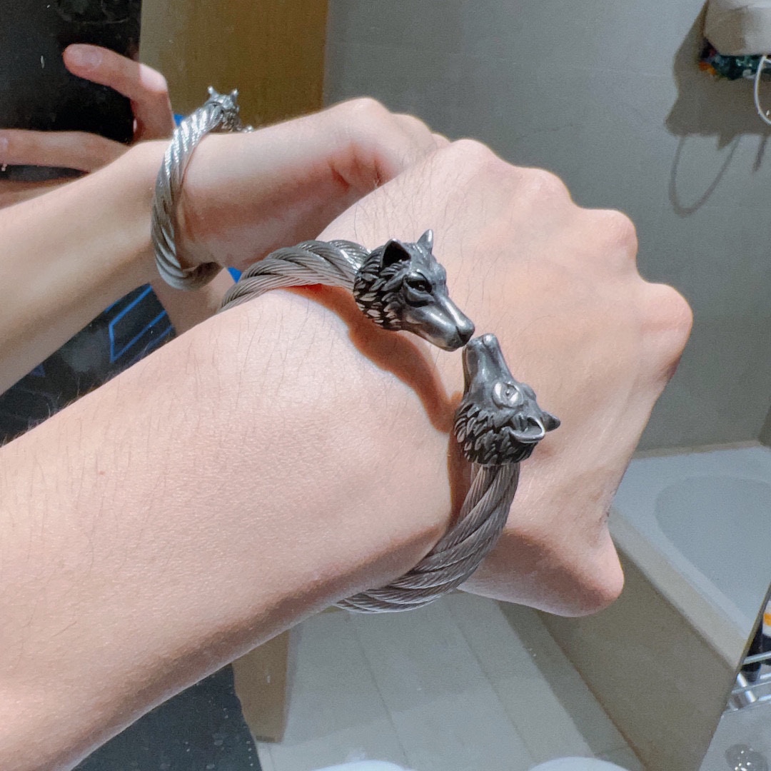 𝐆𝐮𝐜𝐜𝐢 Anger Forest series double G classic series retro silver bracelet