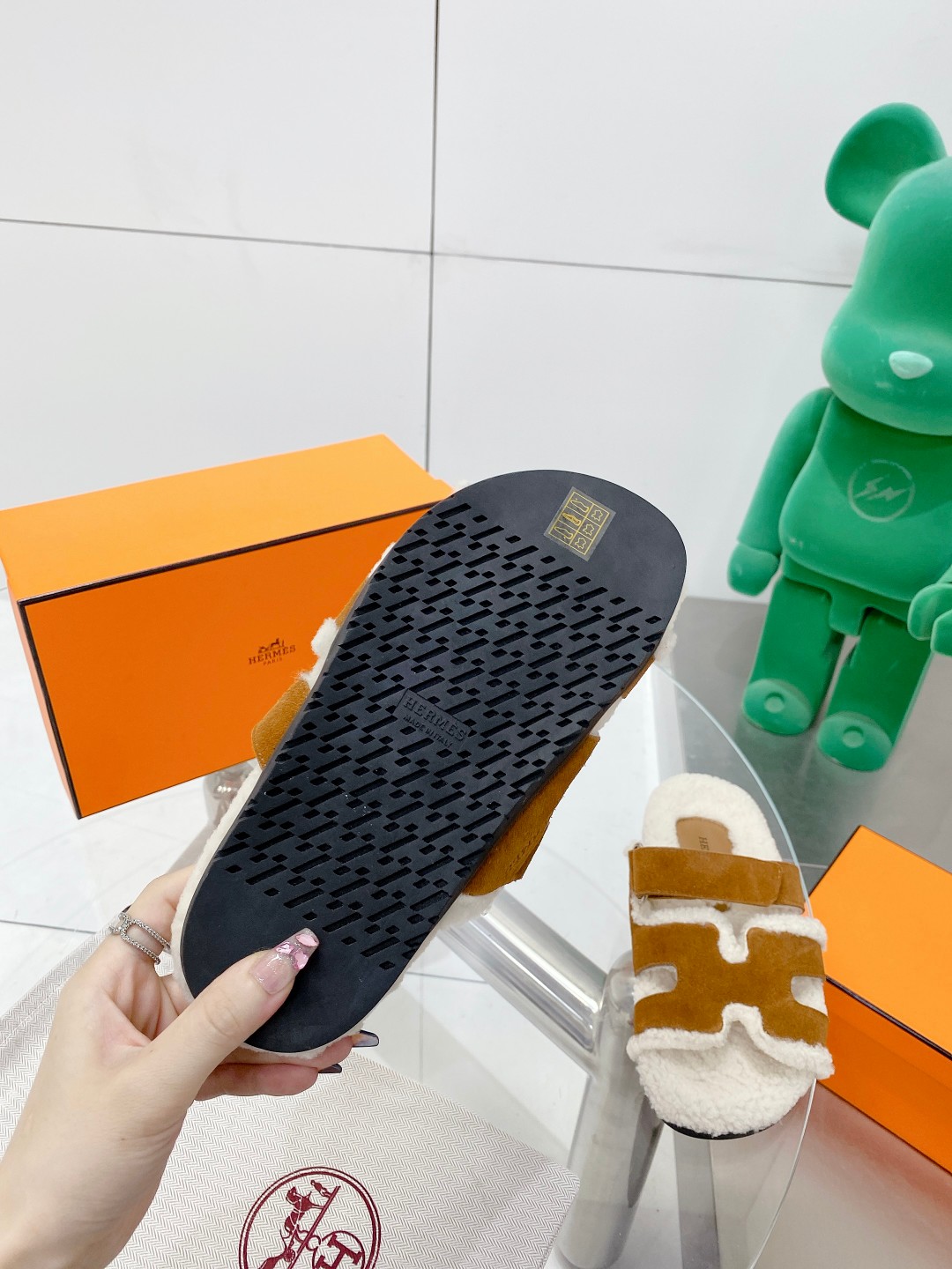 Hermes teddy fur uncle shoes