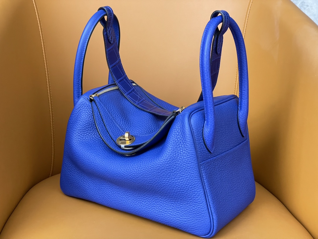 Lindy26 touch electric blue France counter tc leather gold buckle