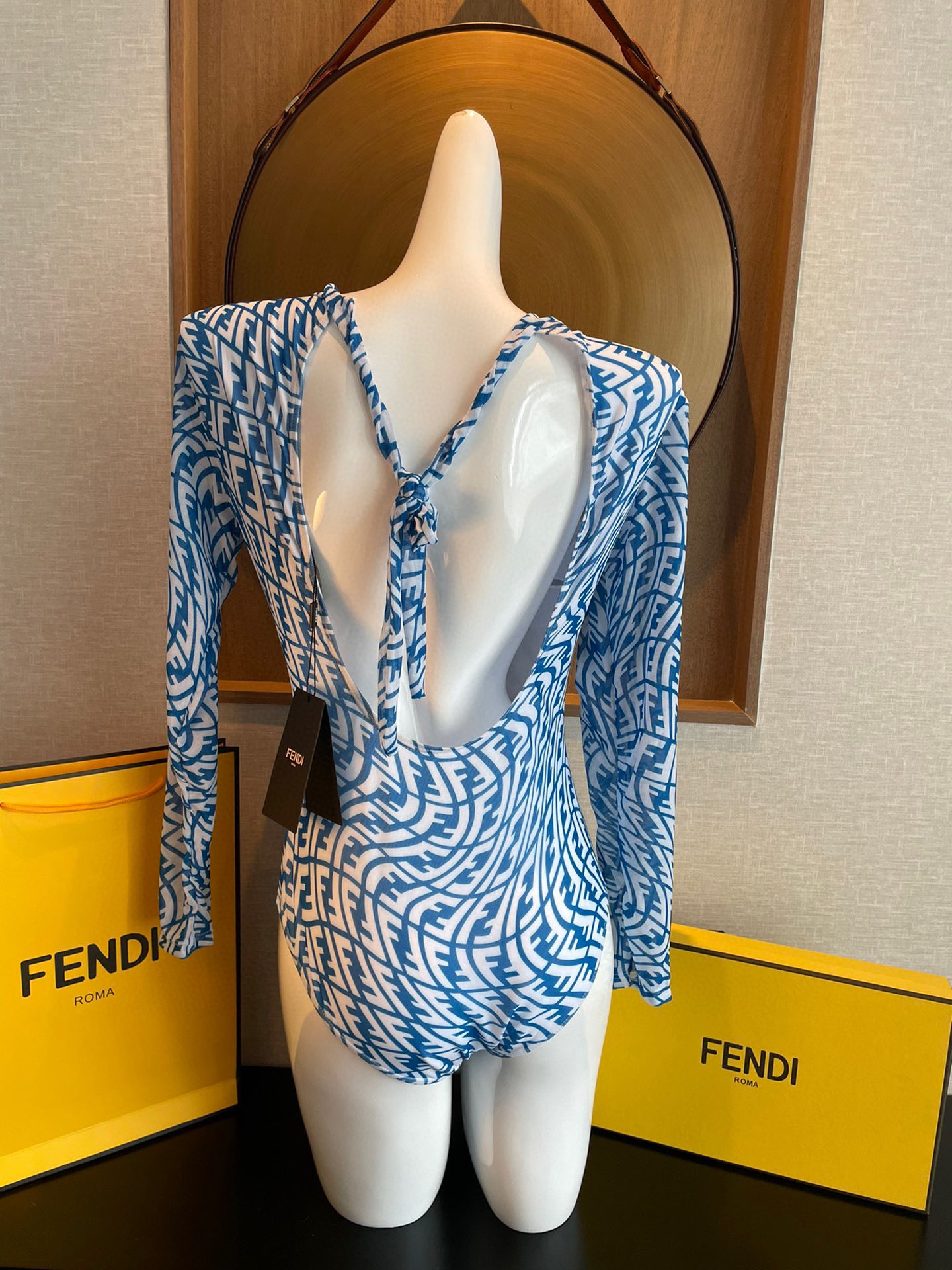 Fendi long-sleeved one-piece sun protection swimming costume