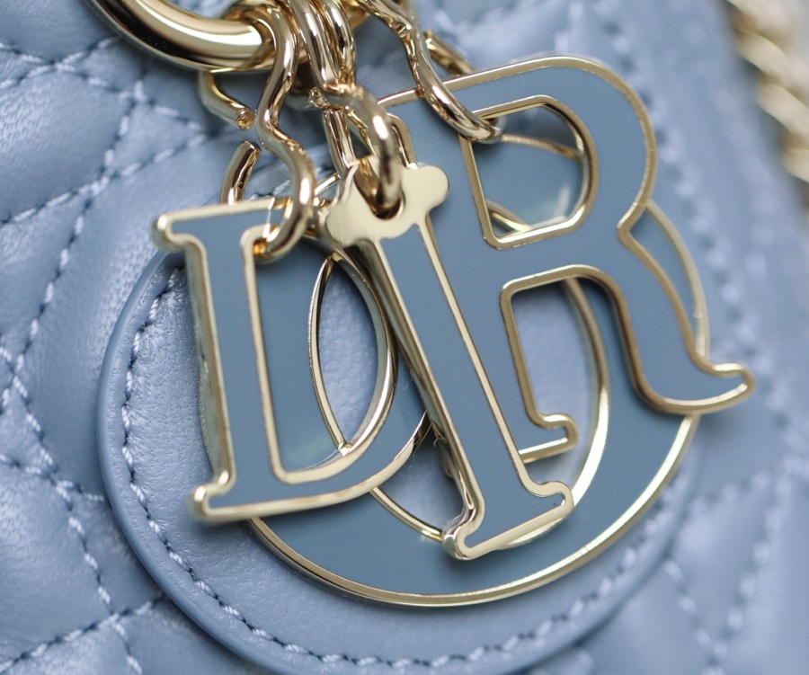 DIOR LADY three compartments blue enamel buckle