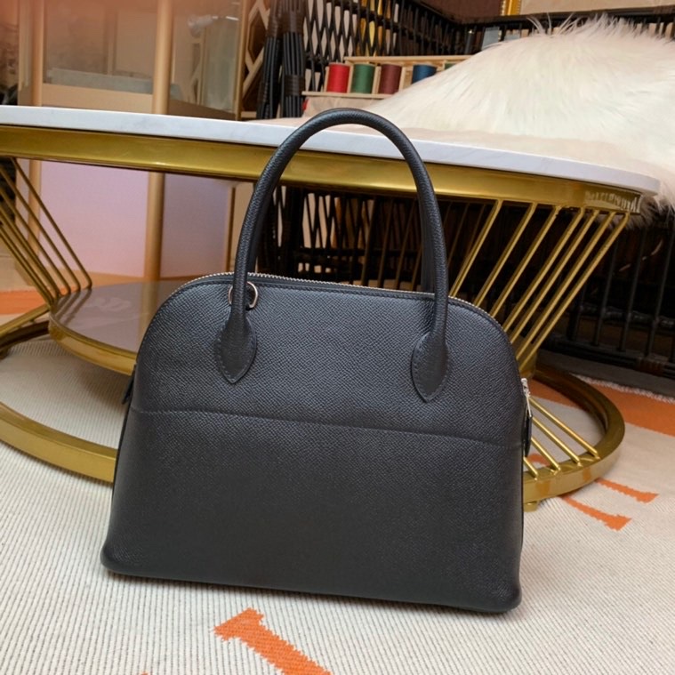 Bolide 27cm Imported original Epsom leather Half hand waxed stitching Black Silver buckle