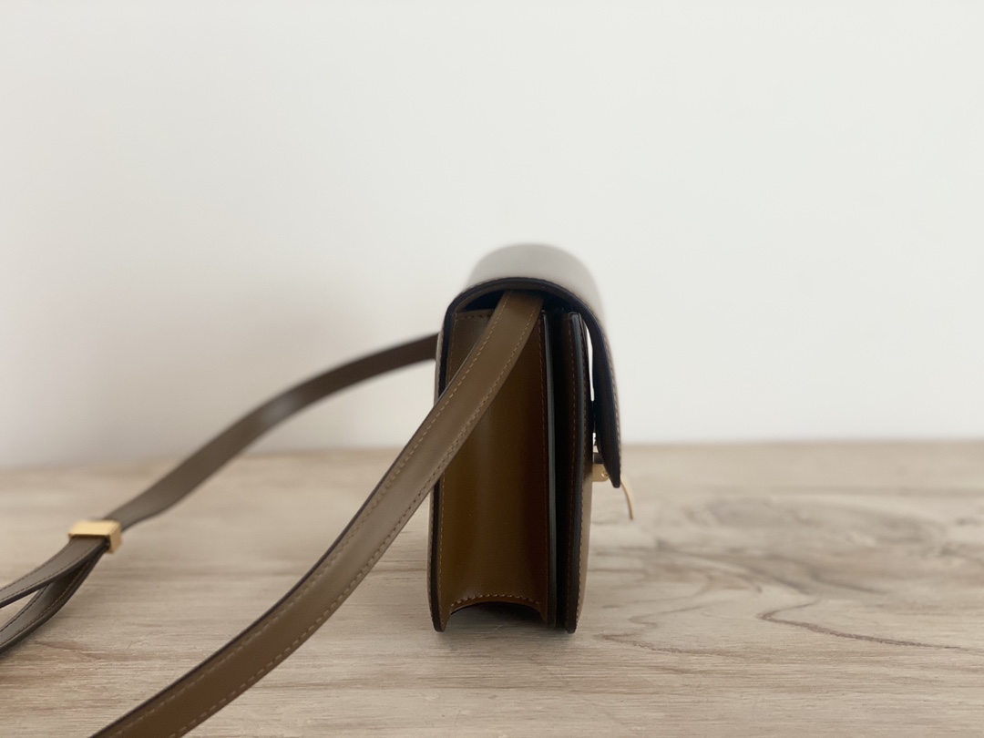 𝐂𝐞𝐥𝐢𝐧𝐞 Box Teen bag in polished calfskin