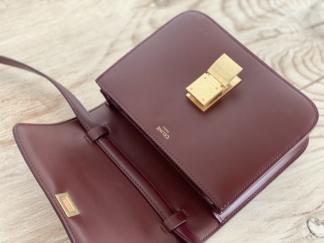 𝐂𝐞𝐥𝐢𝐧𝐞 Box Teen bag in polished calfskin