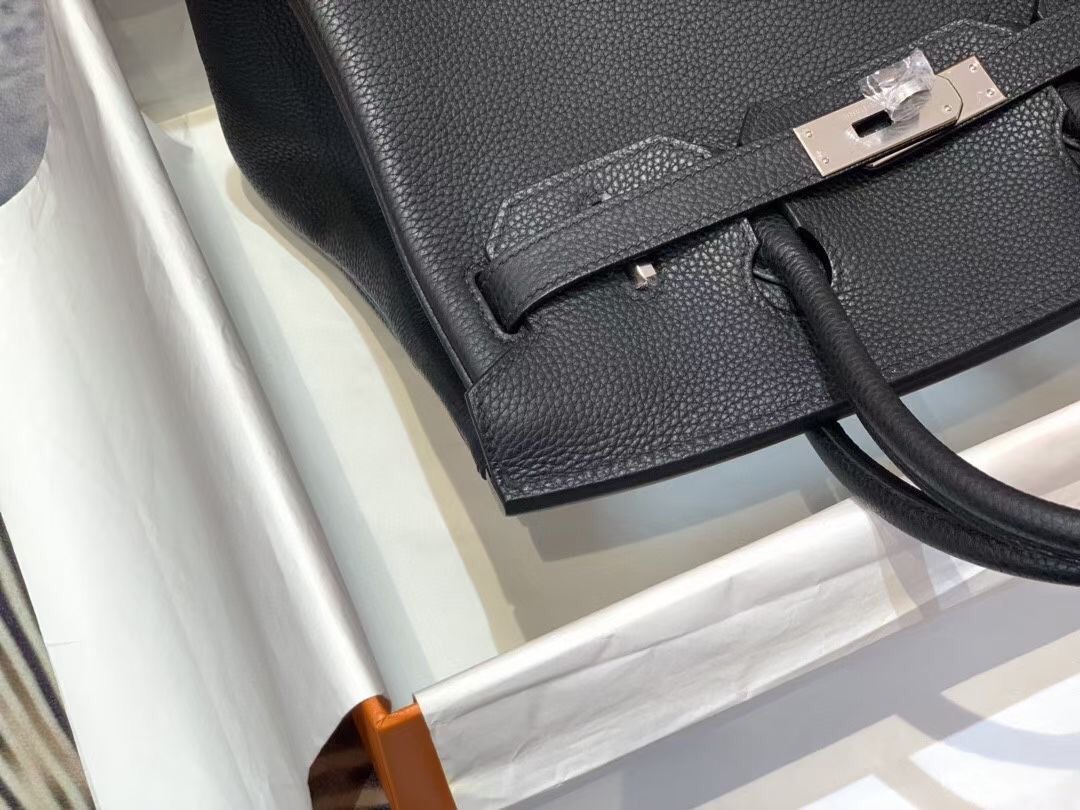 Birkin 30cm Black Silver buckle Imported Togo leather Beeswax thread stitching