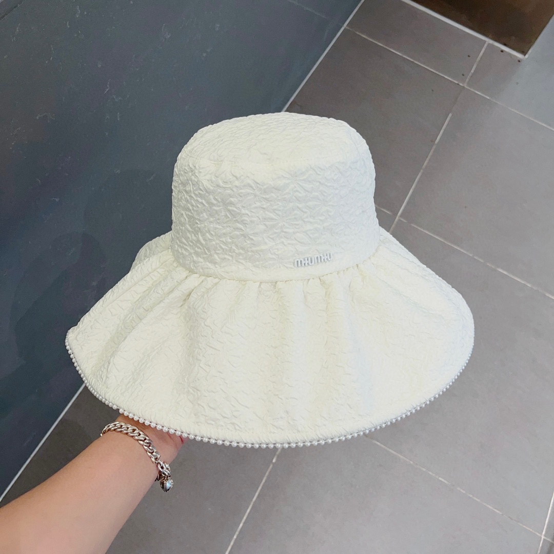 MIU MIU ruffled cloth hat, sun visor