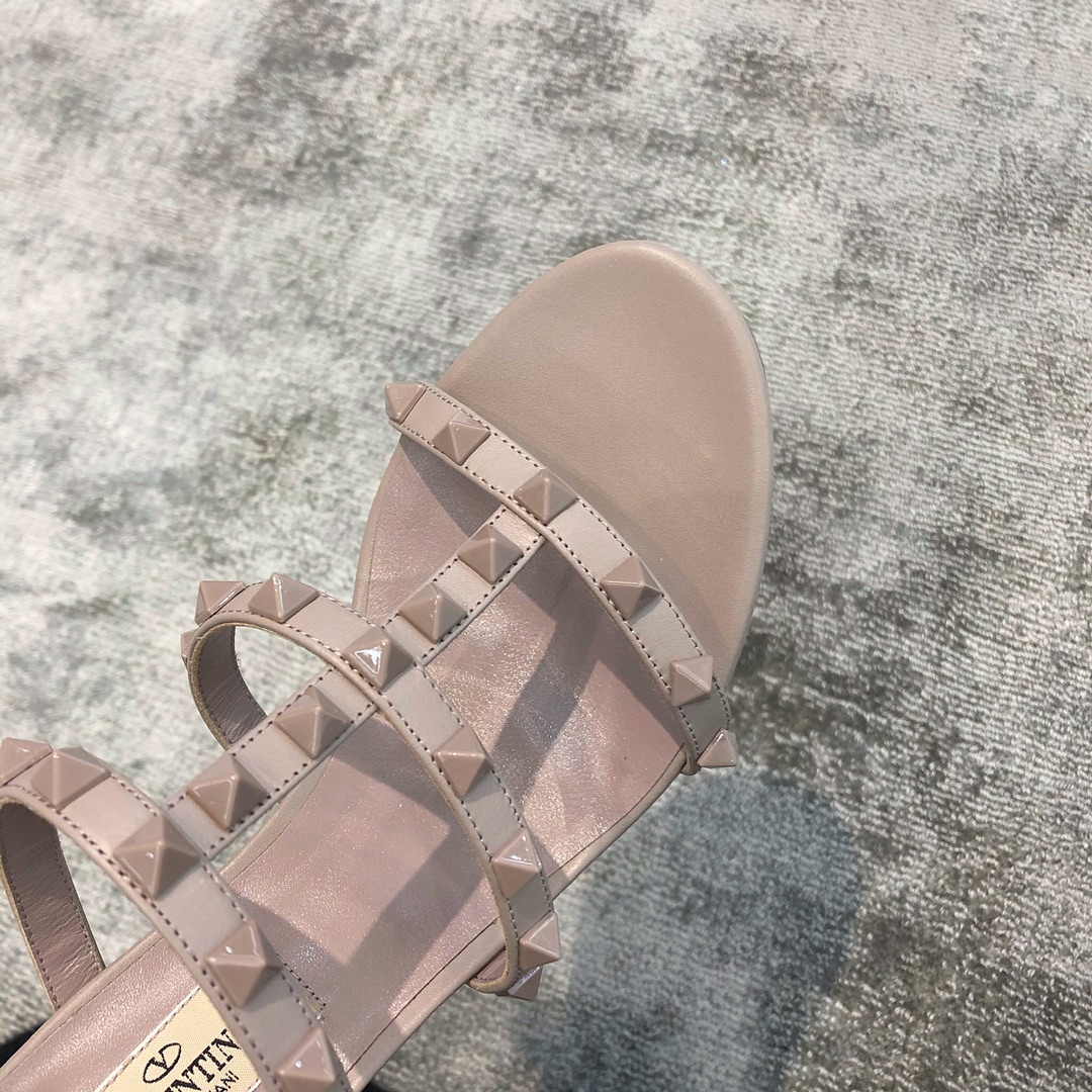 Valentino VT Collection Triple Strap Chunky Heel 6cm Full Nude