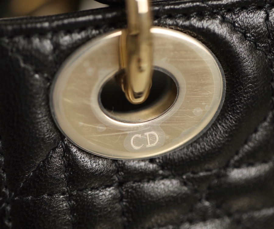 DIOR LADY three-compartment black enamel clasp