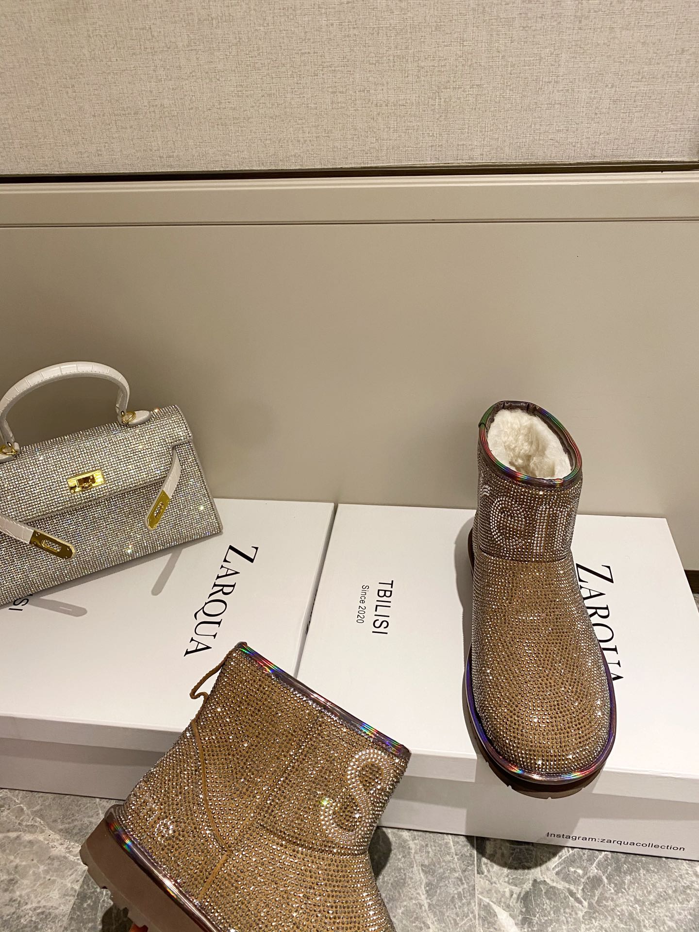 supermen & Louis Vuitton LV cooperation models full of diamonds snow shoes on the new lining pure wool super warm