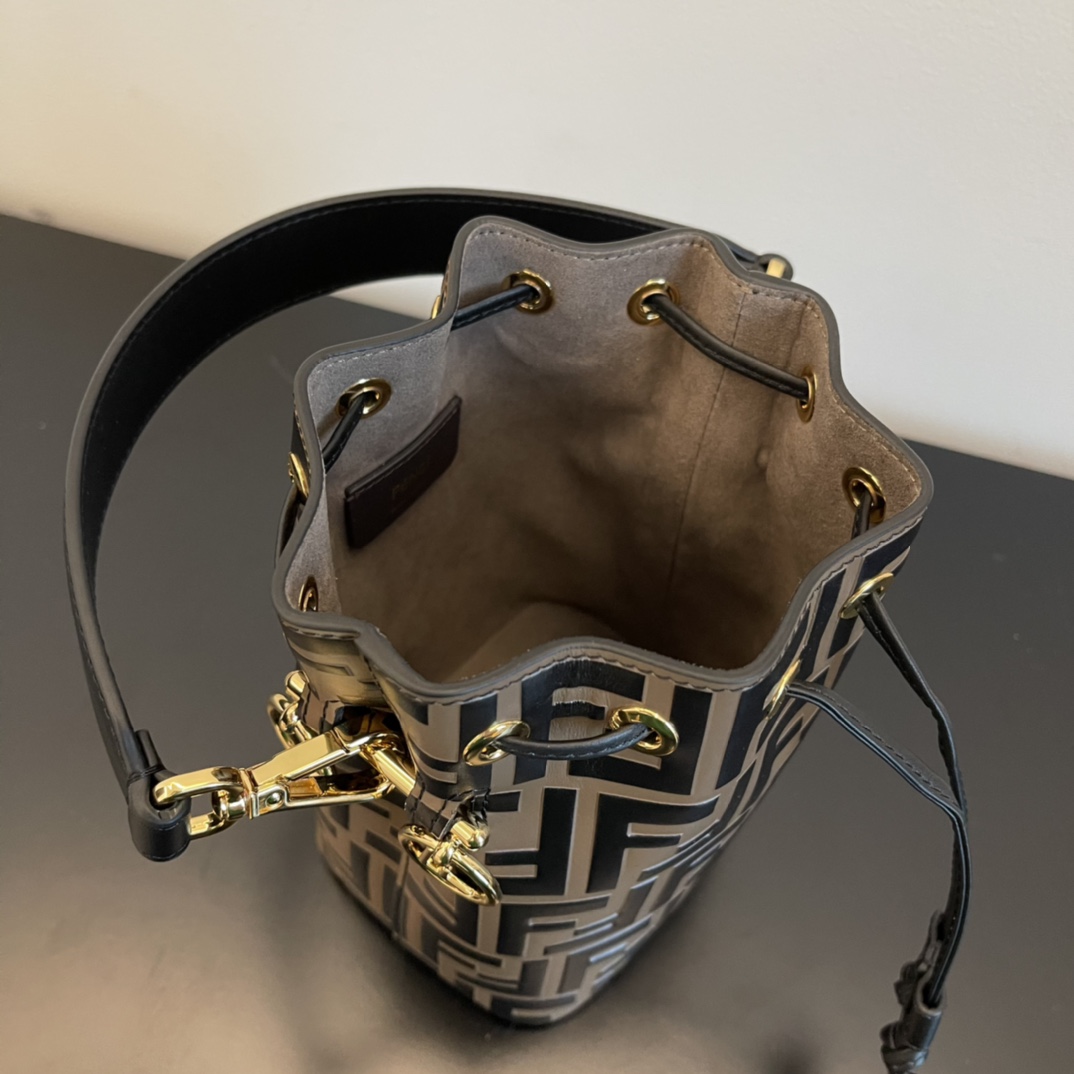 FENDI new mon tresor bag full FF suede bucket bag