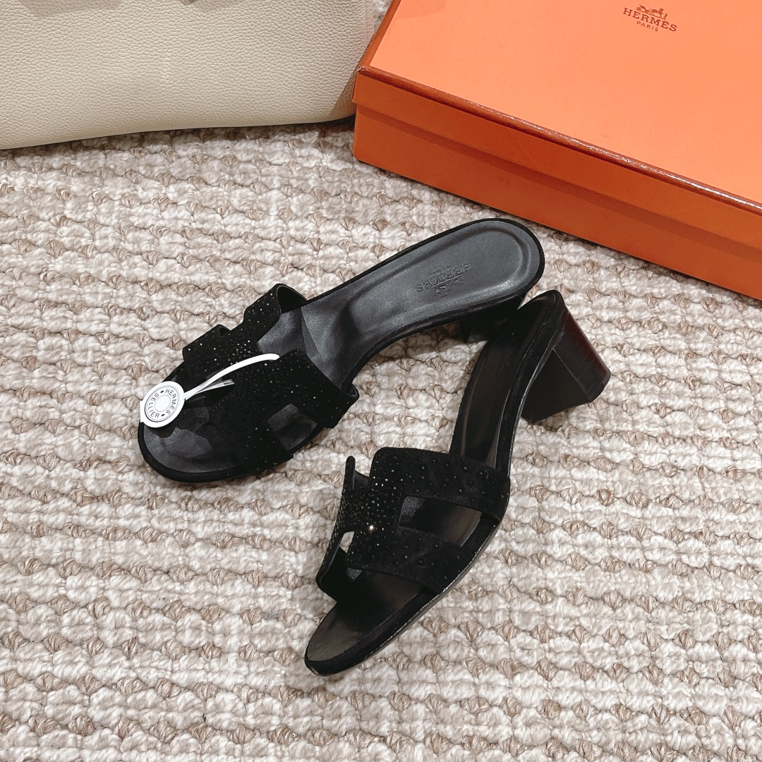 Hermes Oasis diamond face slippers series
