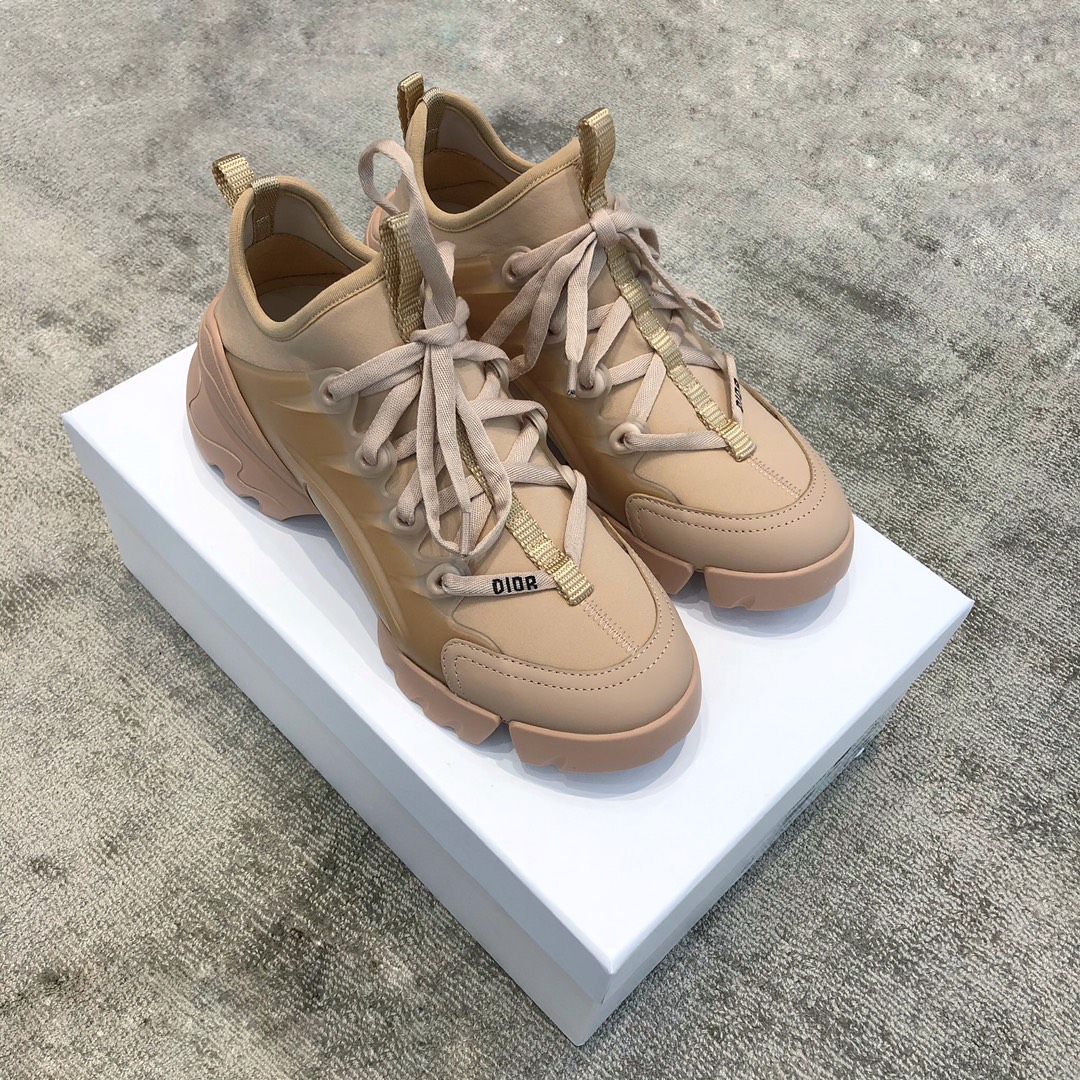 DIOR Imported Stretch Lycra TPU Outsole Kaleidoscope Print Sneakers Apricot