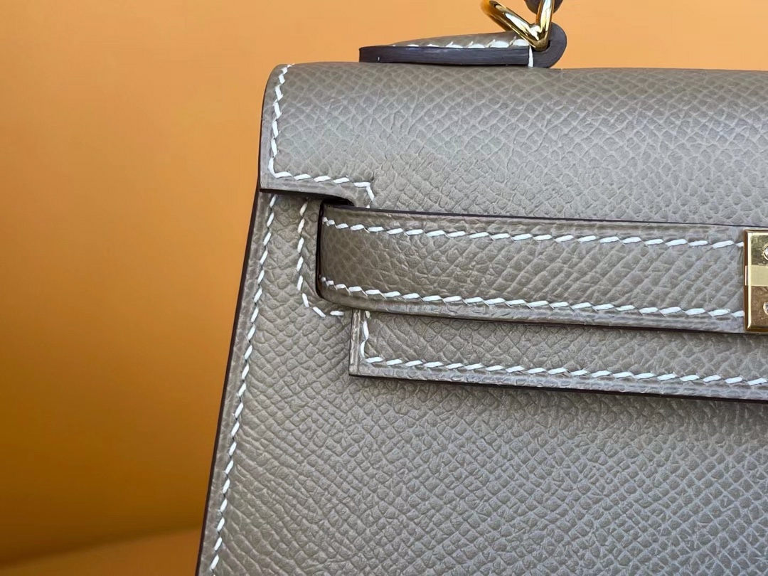 Mini Kelly 2nd generation elephant gray epsom leather