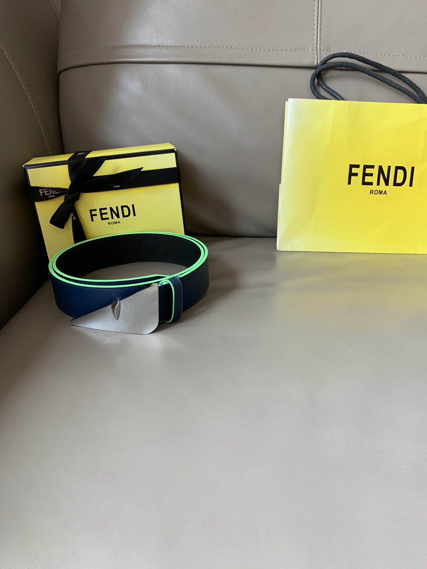 FENDI new embroidery    belt ✌️FF pattern wide belt