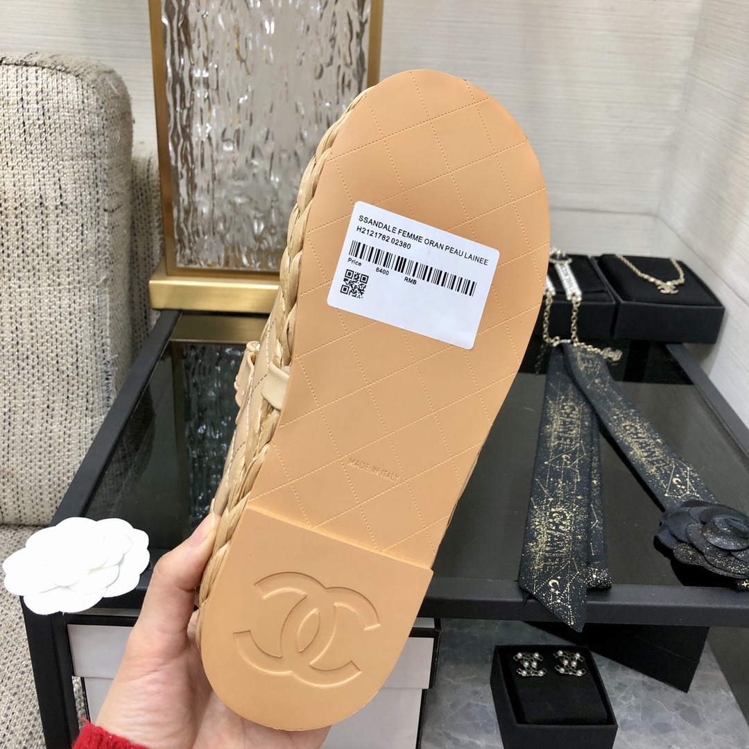 CHANEL 2023 spring and summer latest woven velcro sandals Japan imported woven materials