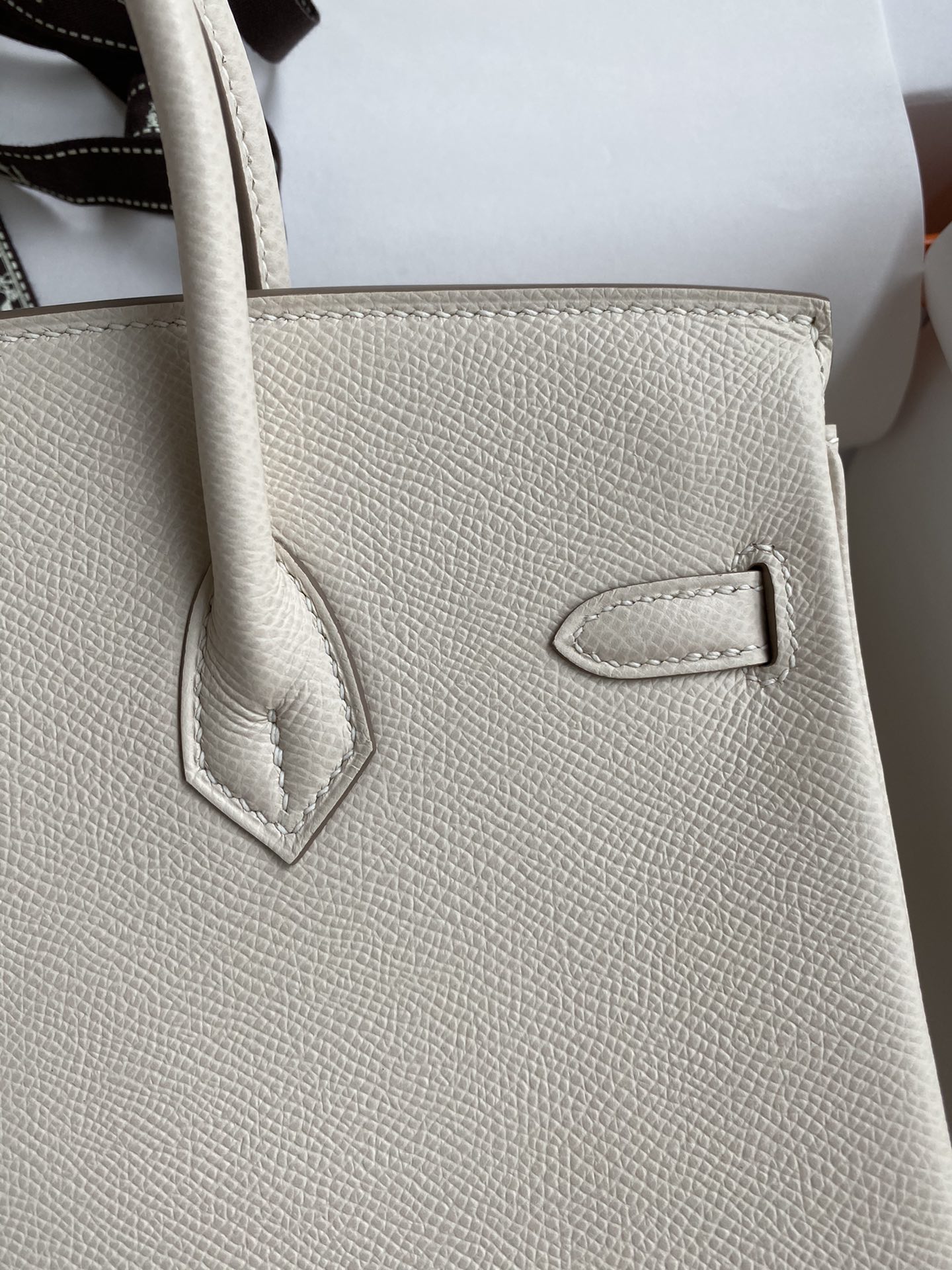 Birkin 25cm Epsom Leather Milkshake White Gold Buckle