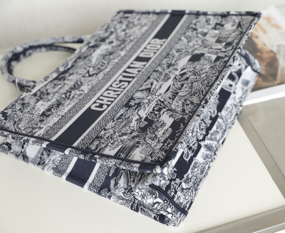 DIOR TOTE blue striped tiger pattern