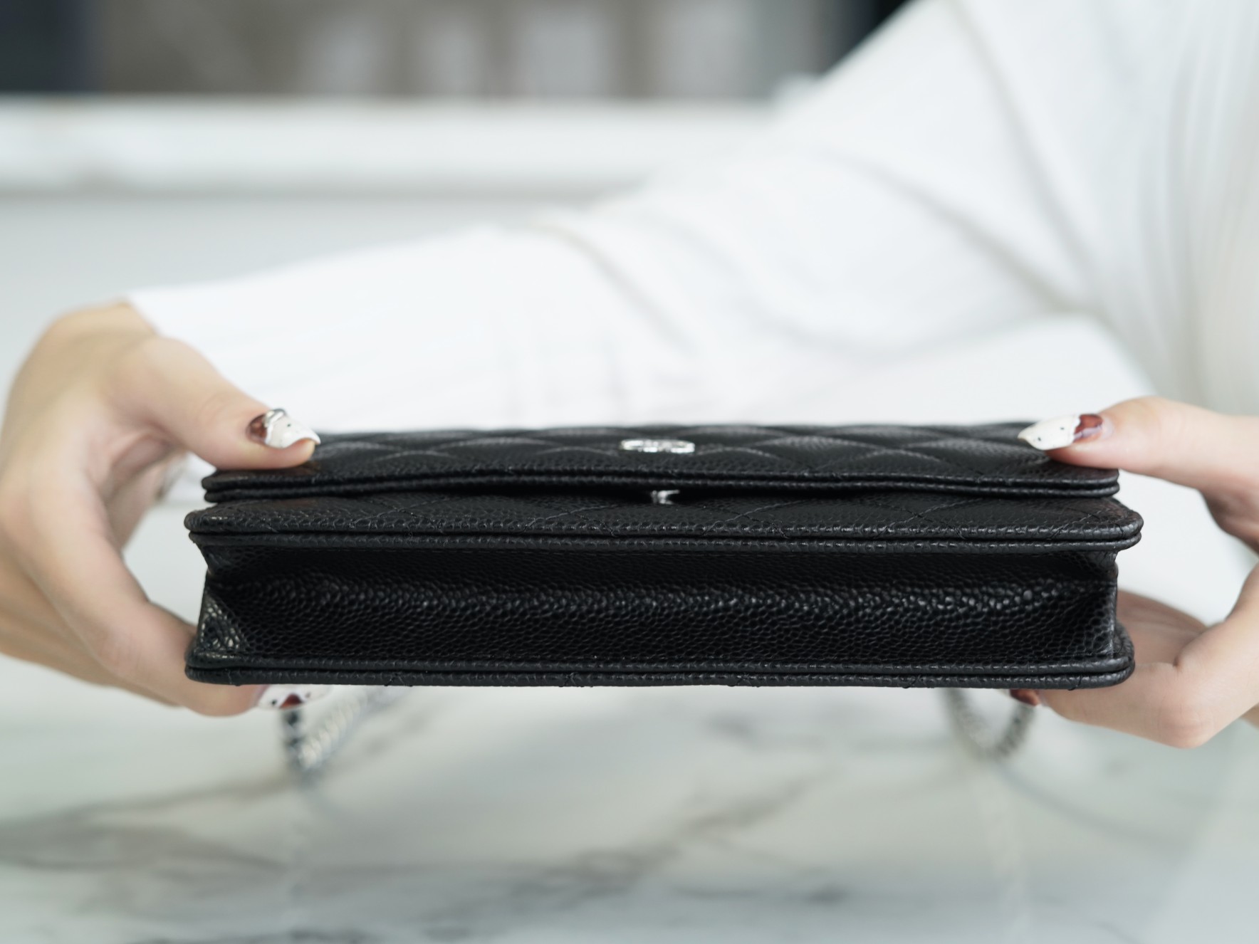 CHANEL 𝑾𝒐𝒄 Hairy Bag Entry Classic 𝑾𝒐𝒄𝒄 (Magnetic Closure) Black Bull Silver