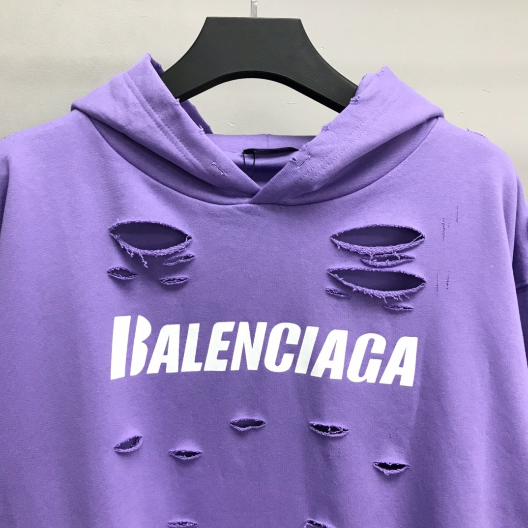 Balenciaga ripped double layer hoodie