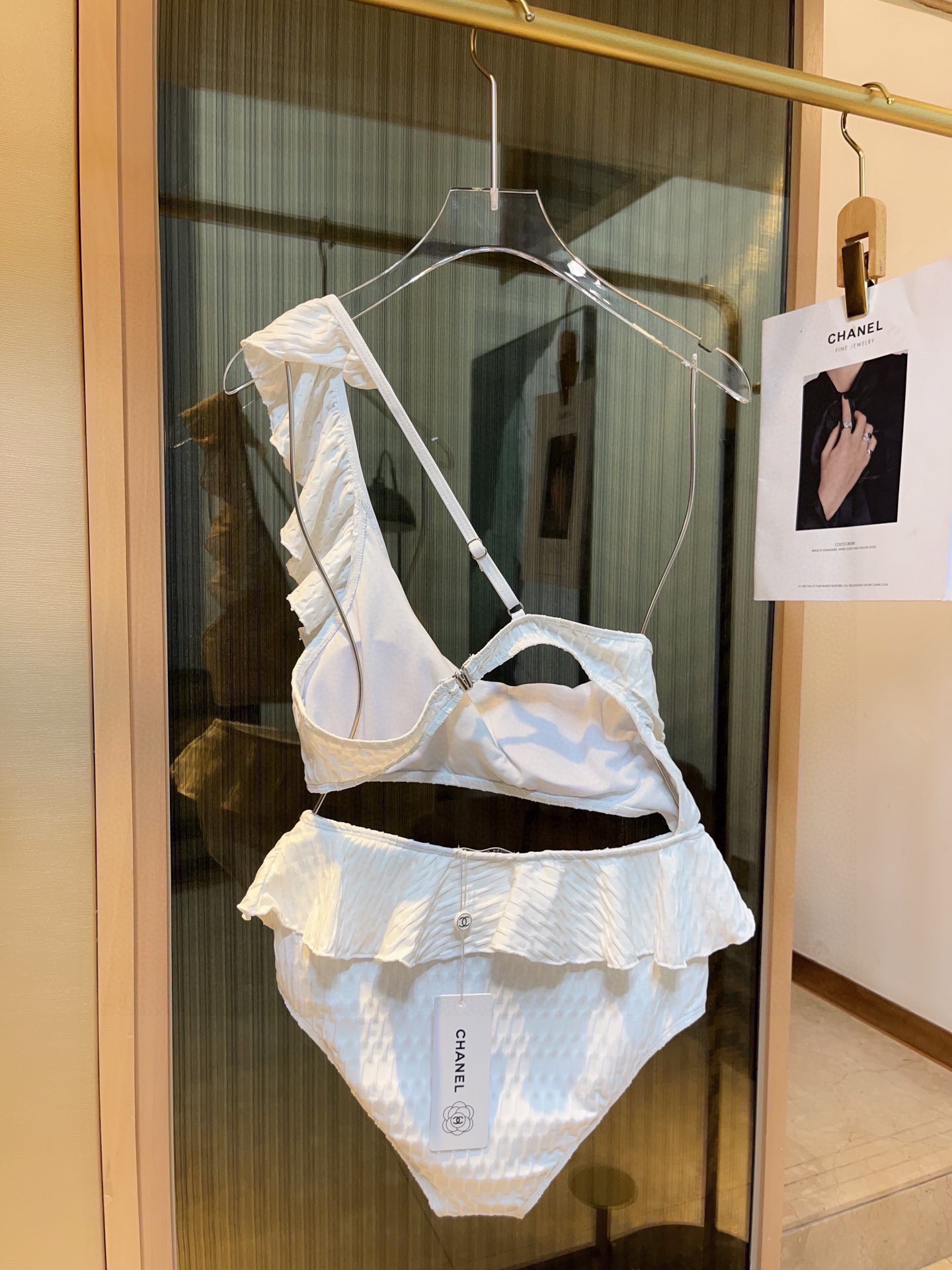 CHANEL Ruffle Irregular One-piece Swimsuit Bikini