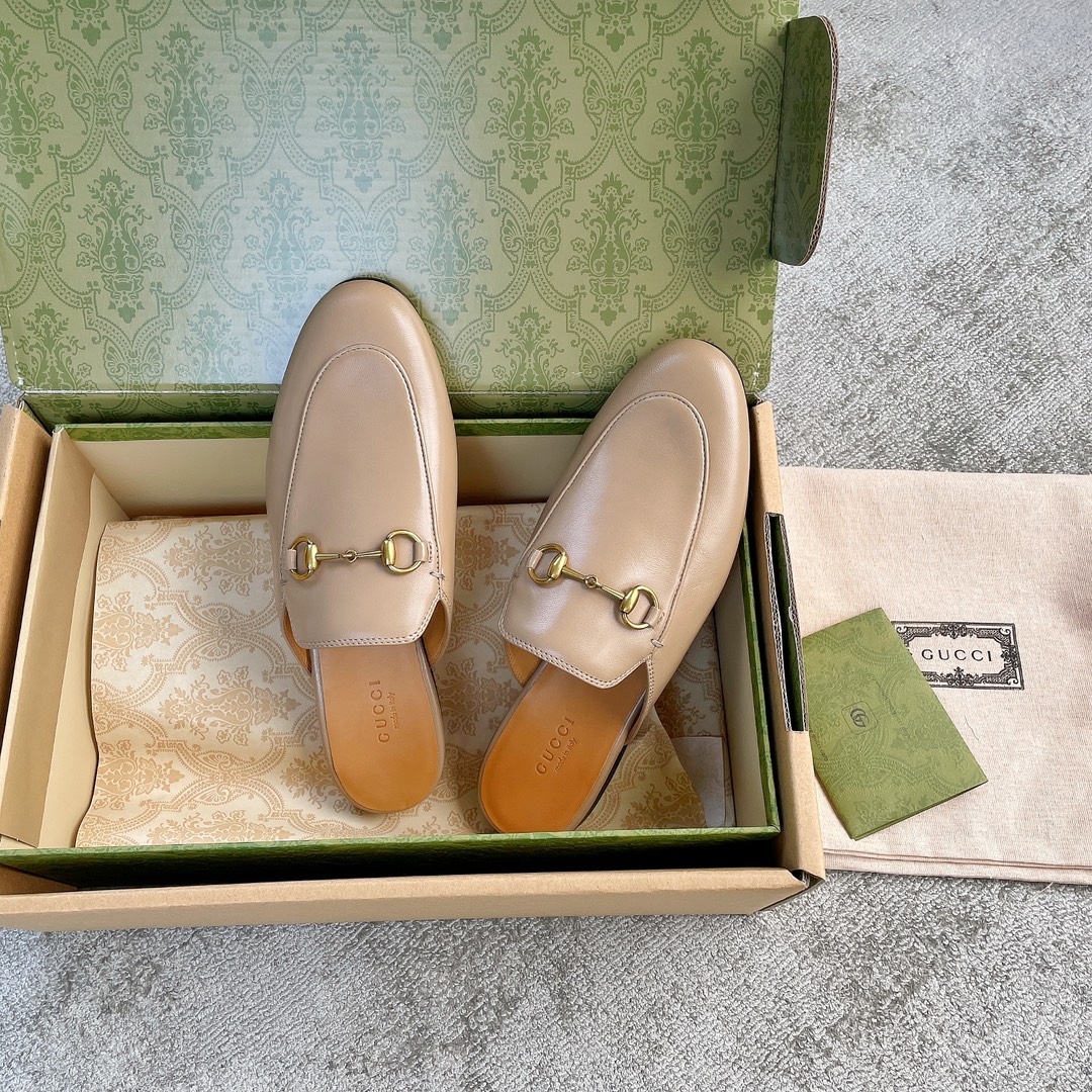 Gucci Super classic cream lambskin horsebit slippers