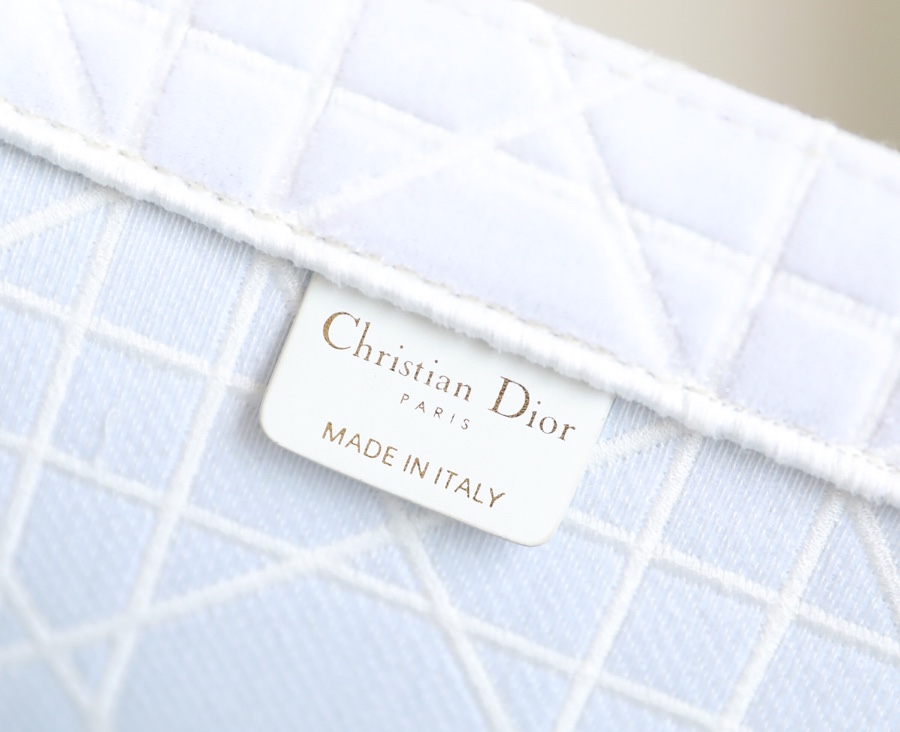 DIOR TOTE embroidered vine check white