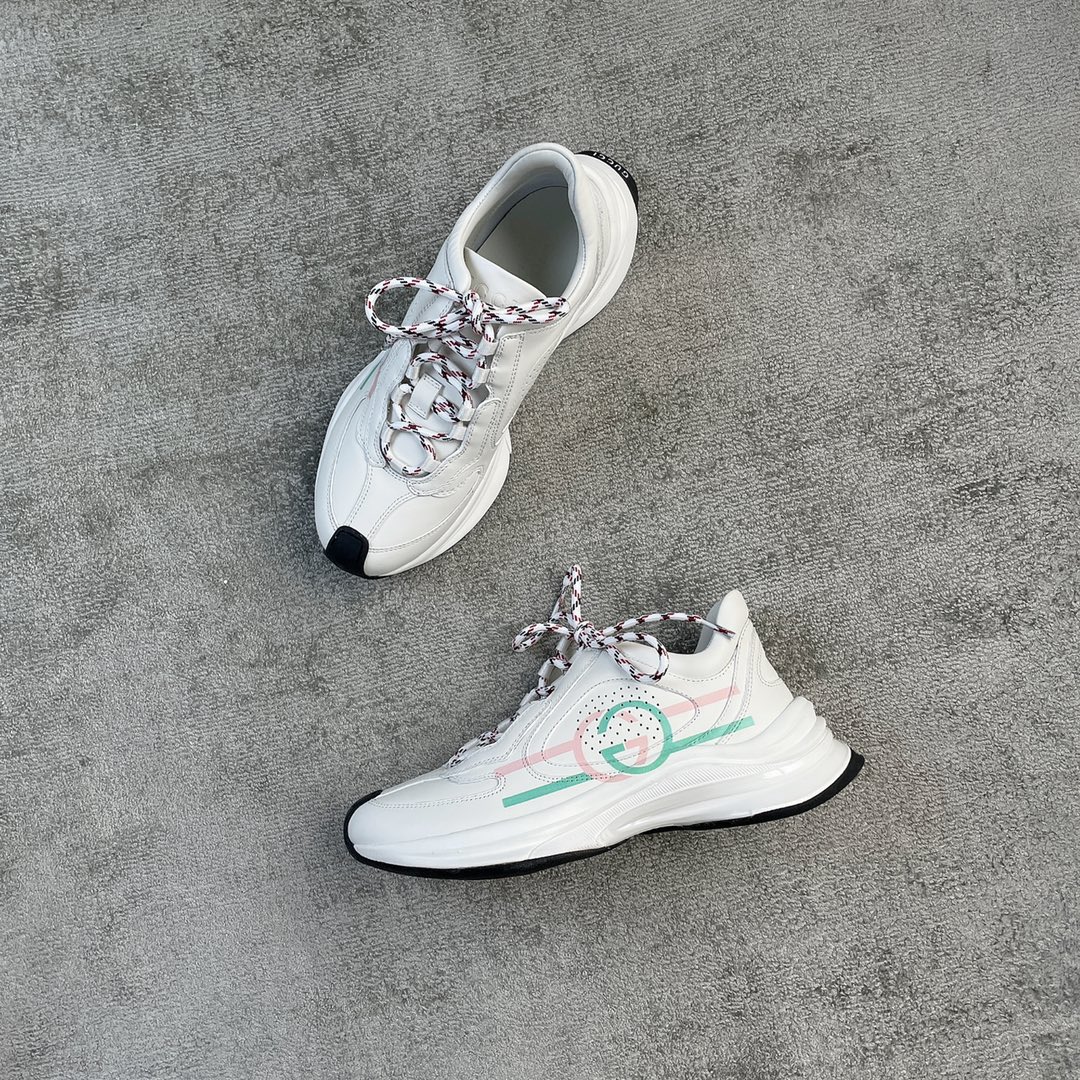 Gucci RUN in all leather Cowhide Sheepskin running shoes red and green