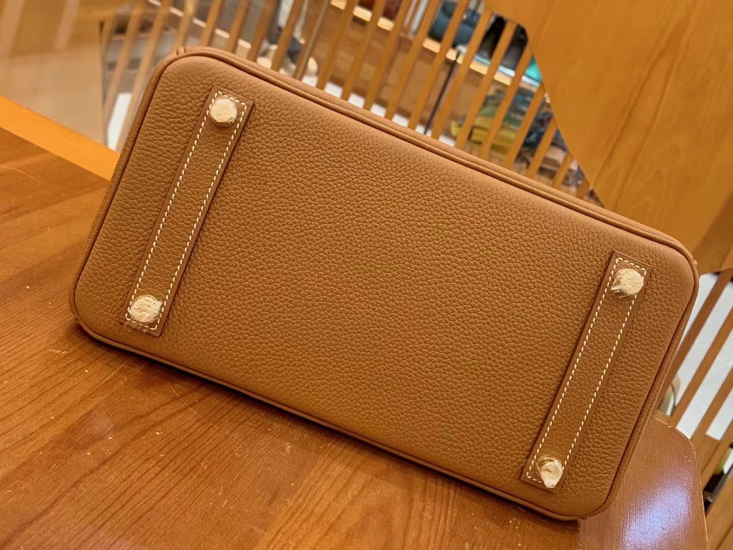 Birkin gold brown gold buckle togo France original beeswax thread