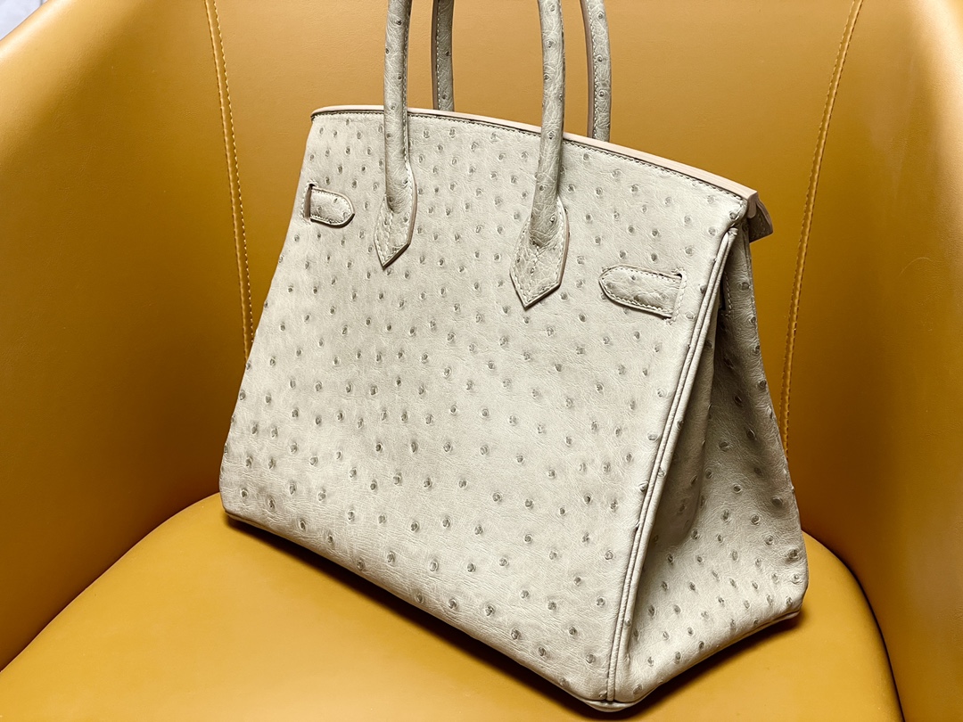 Bk30 Pearl Grey South African kk Ostrich Skin Silver Buckle