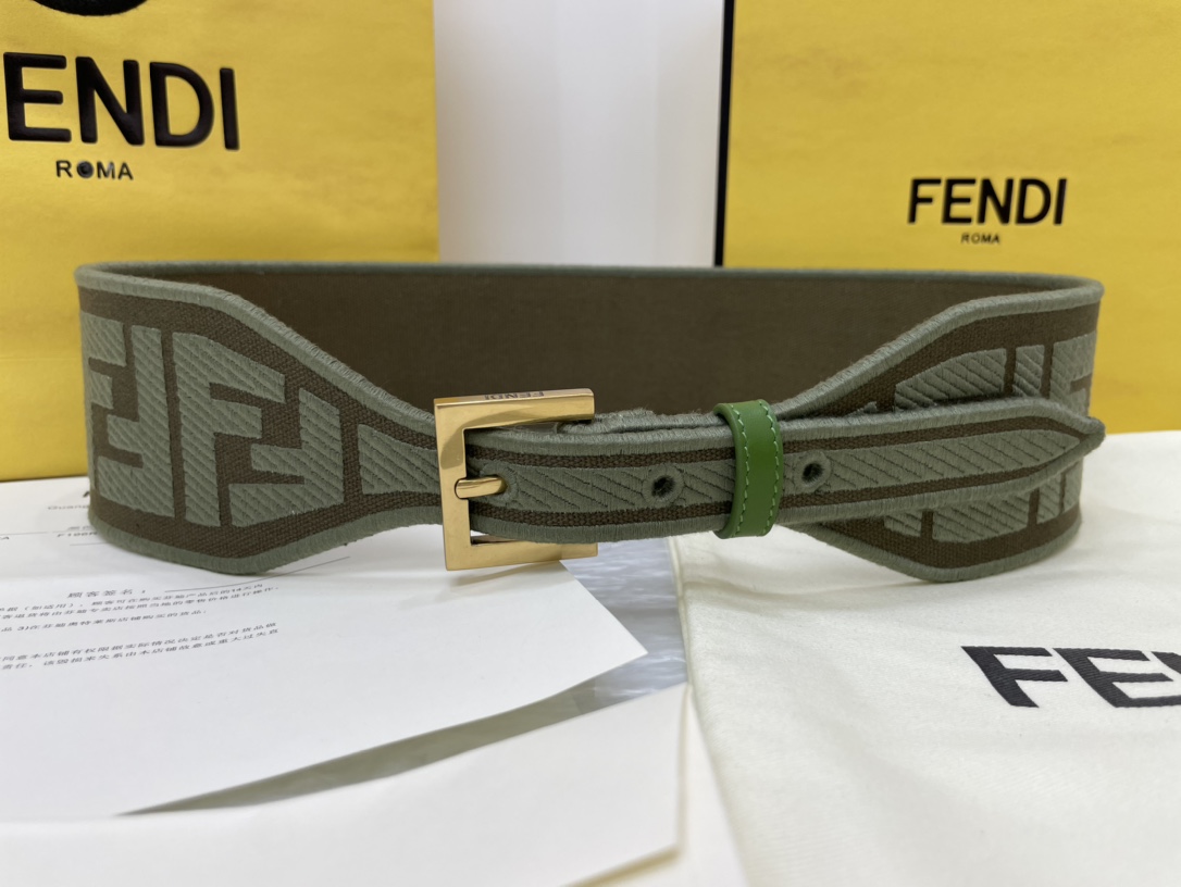 FENDI new embroidery    belt βοΈFF pattern wide belt