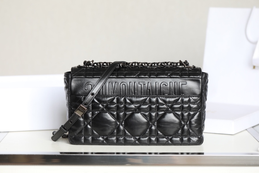 ▪️ DIOR CARO Black Gunmetal Buckle DR-061