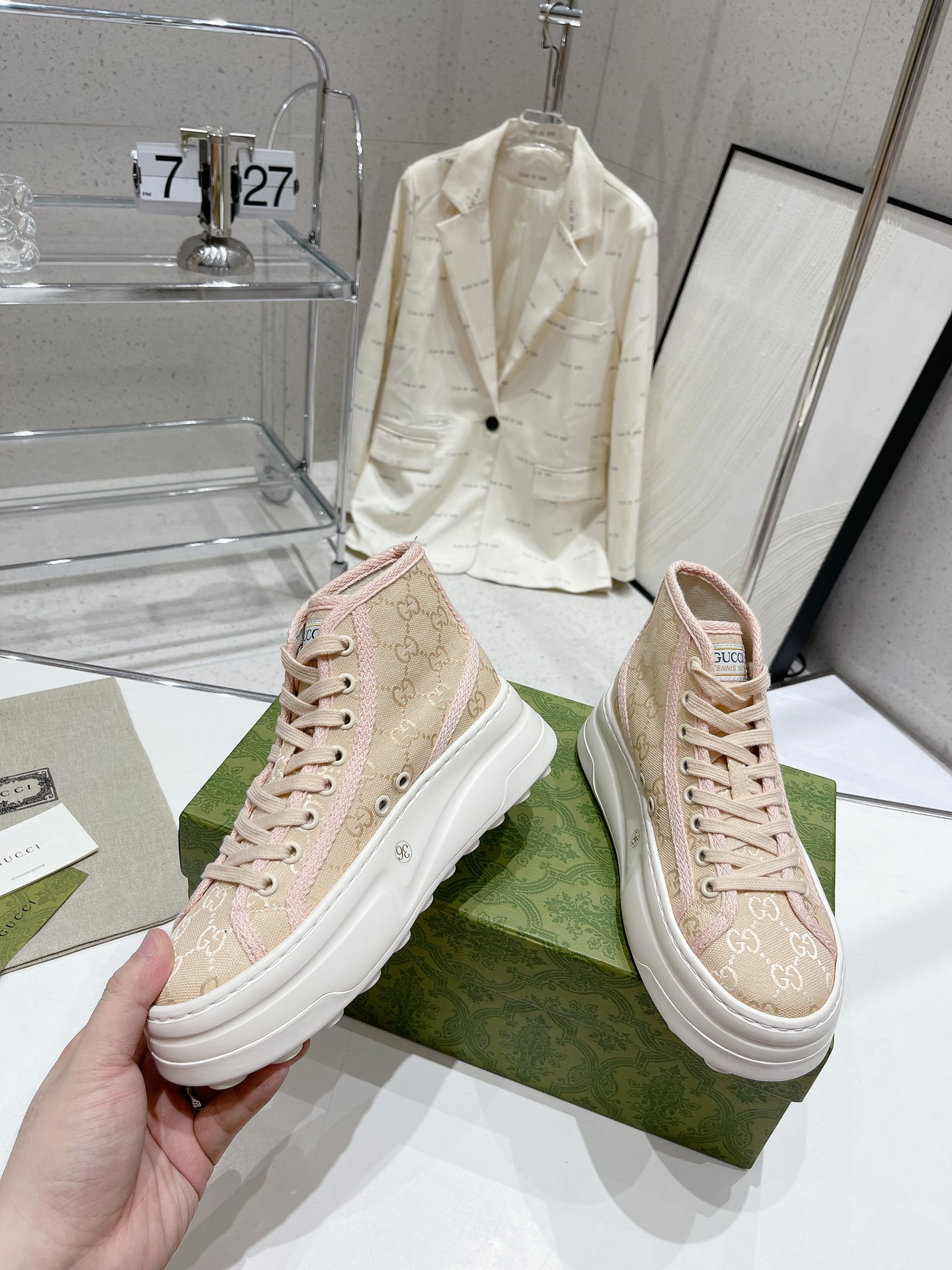 Gucci Explosive Presbyopia Canvas Casual Platform Shoes