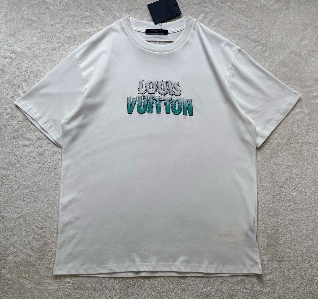 Louis Vuitton Heavy Industry Gradient Beaded Beaded Short Sleeve T