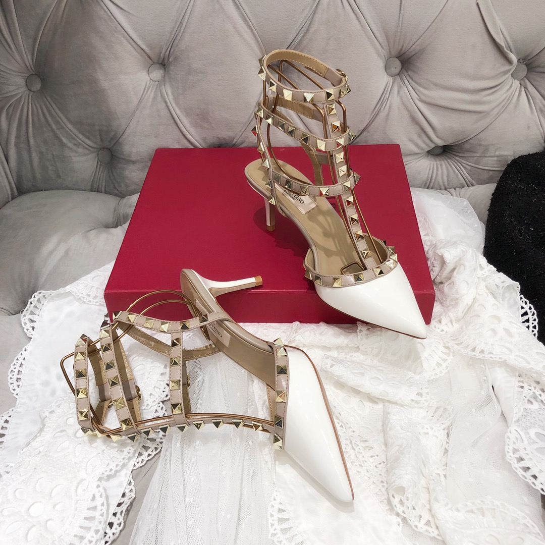 【Valentino】Valentino Valentino top version white patent leather 3 with 6.5cm high heels