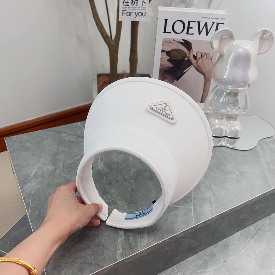 [PRADA Prada] 2023 summer new ice silk sun visor empty top hat