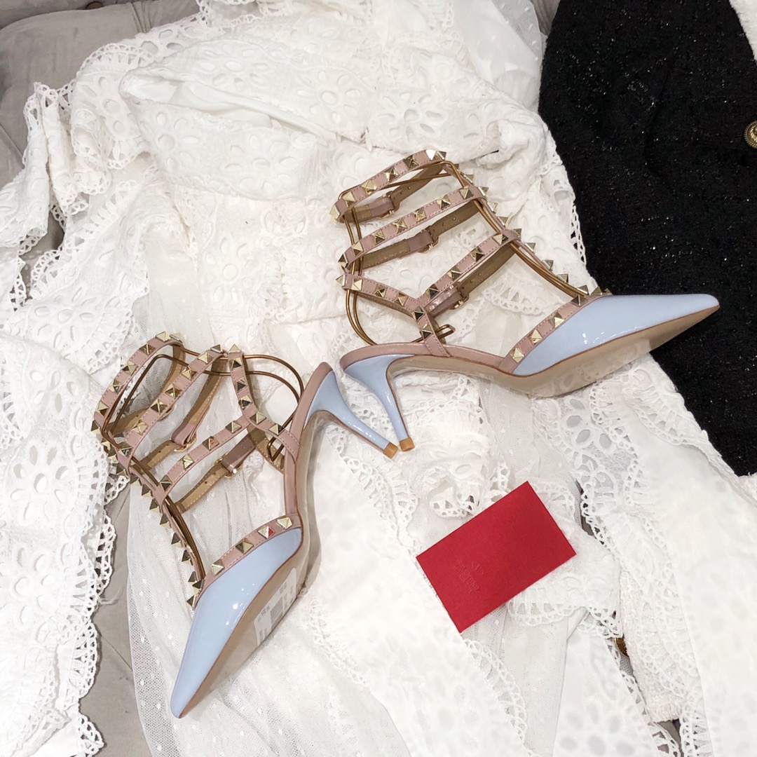 【Valentino】Valentino Valentino top version blue patent leather 3 with 6.5cm high heels