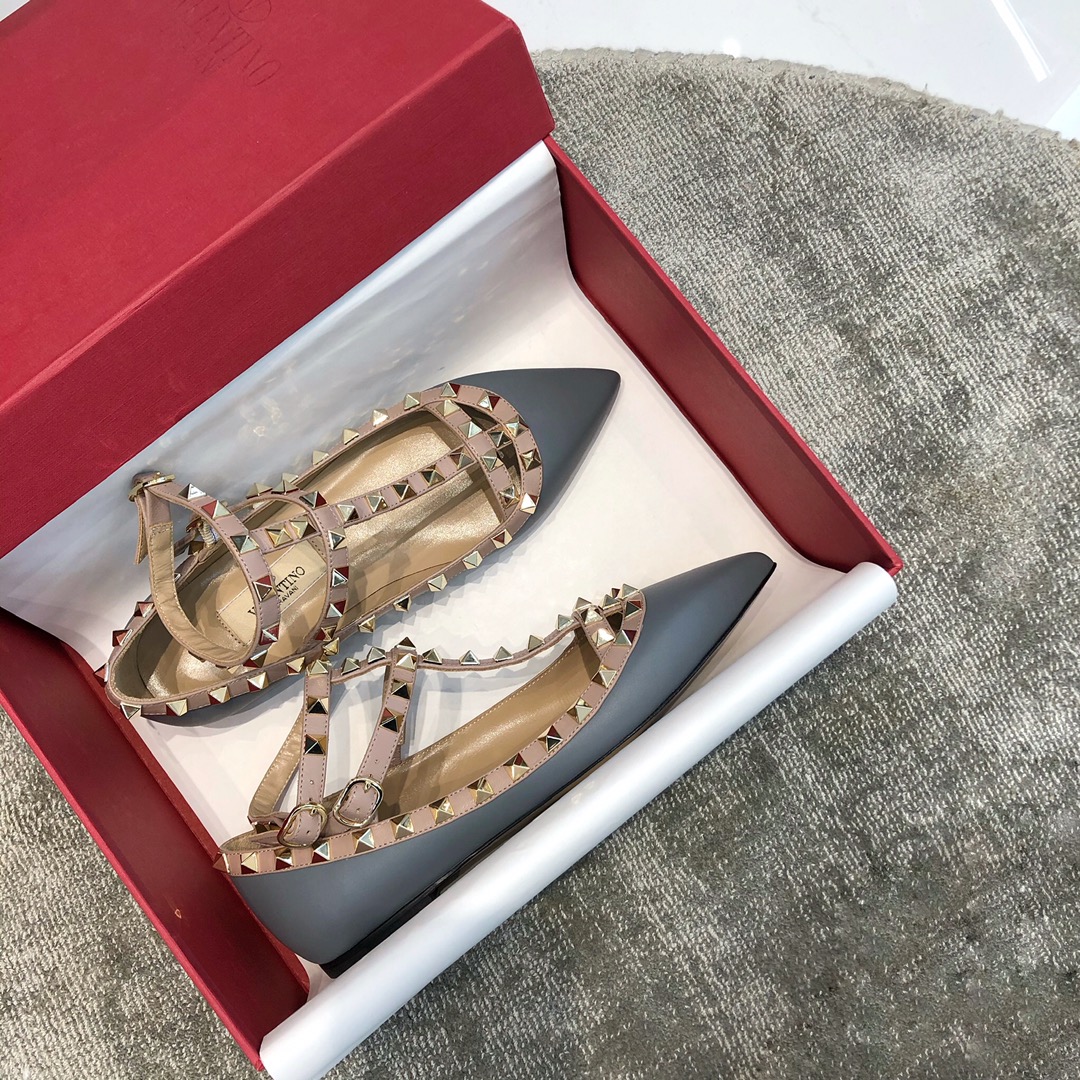 Valentino VT Collection Two Strap Flats Haze Blue