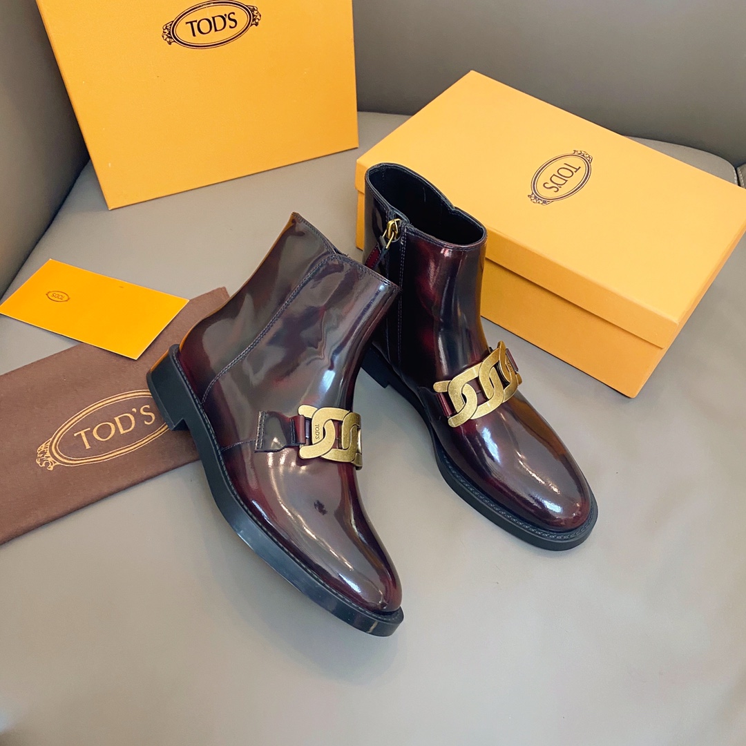 TOD'S 𝙏𝙊𝘿𝙎 Todds 2020 autumn and winter new short boots ✔️ metal buckle short boots import open edge bead cowhide