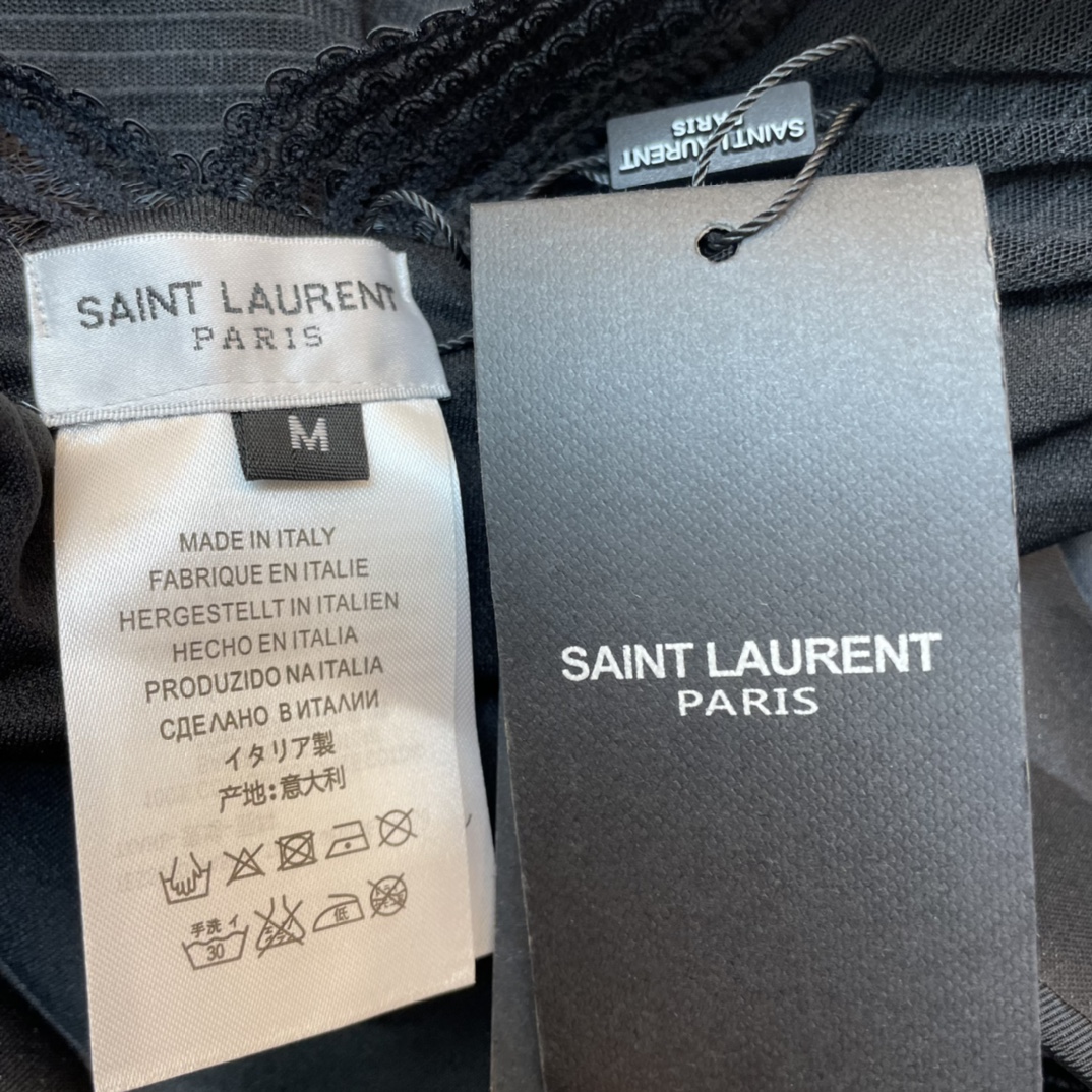 Saint Laurent Pure Black with Wave Lace One-piece Swimsuit