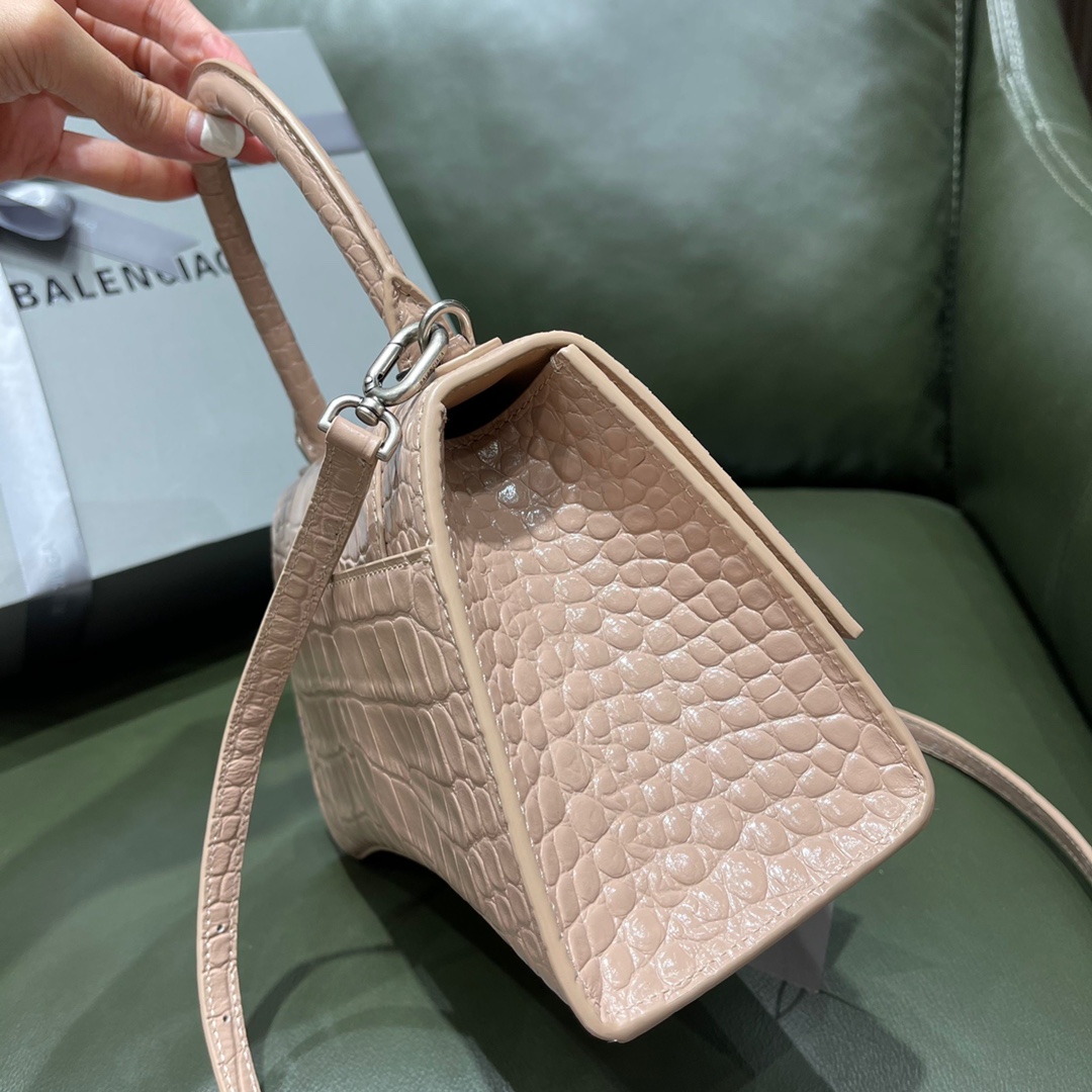 BALENCIAGA 𝐇𝐨𝐮𝐫𝐠𝐥𝐚𝐬𝐬𝐬 𝐒 crocodile-textured cowhide