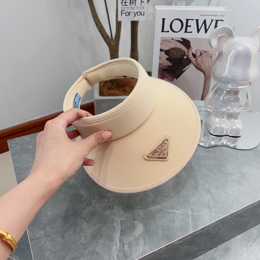 [PRADA Prada] 2023 summer new ice silk sun visor empty top hat