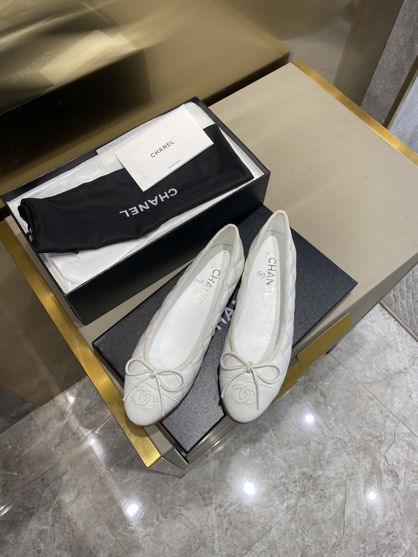 CHANEL ballerinas are timeless classics. Stay elegant Imported water-dyed sheepskin