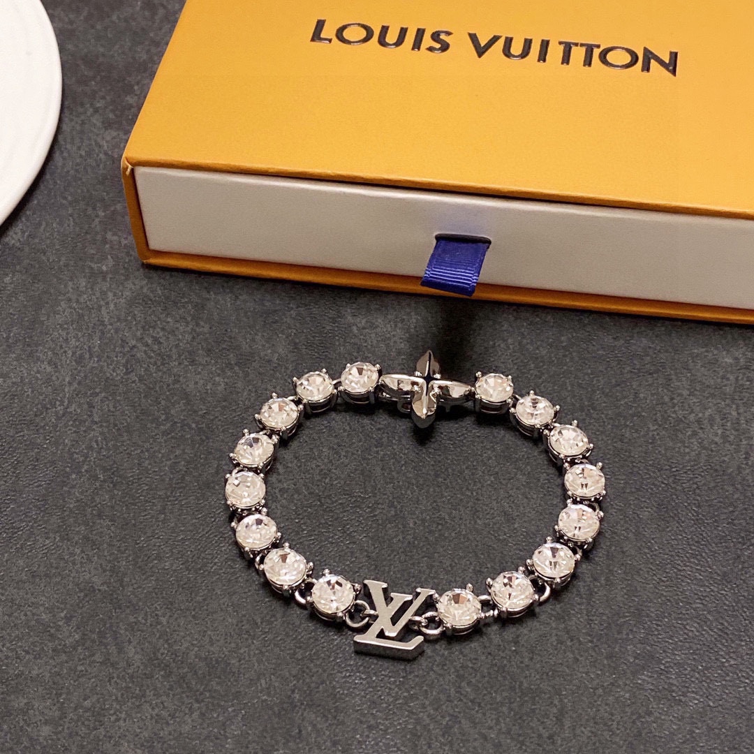 Louis Vuitton Imported Rhinestone Zirconia Bracelet 18cm and 21cm two sizes