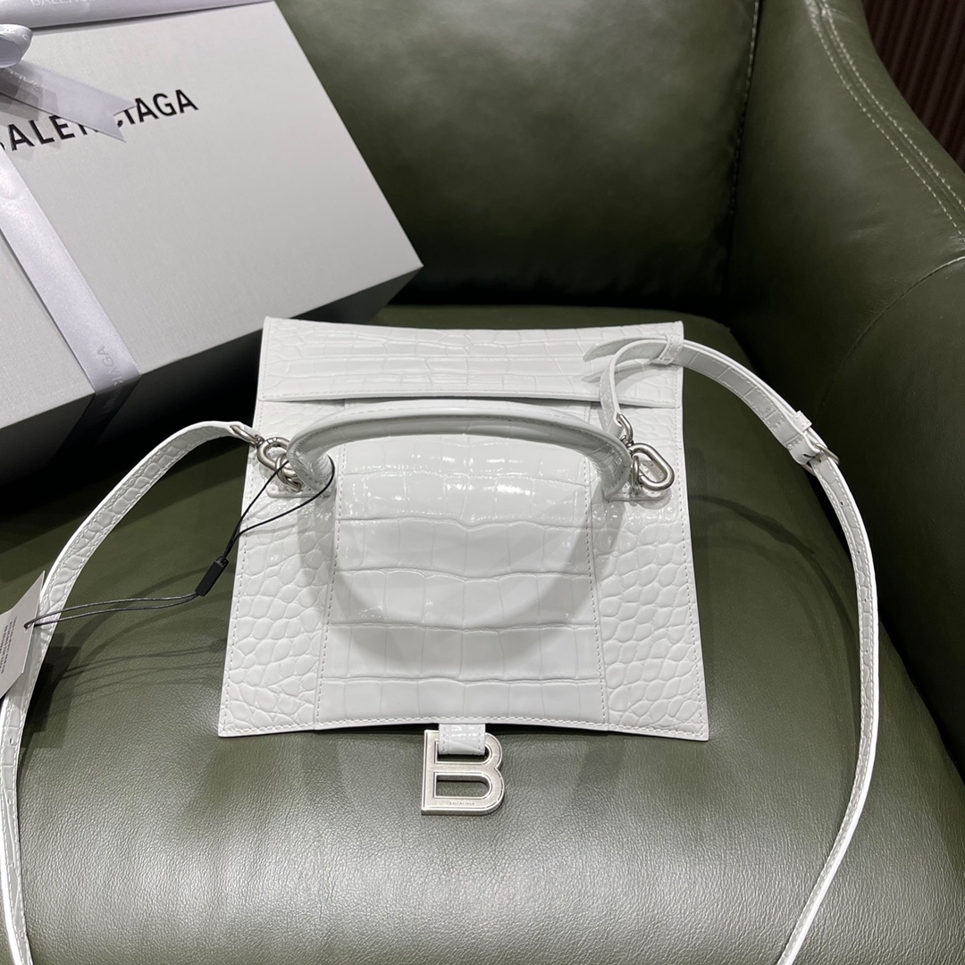 BALENCIAGA 𝐇𝐨𝐮𝐫𝐠𝐥𝐚𝐬𝐬𝐬 𝐒 crocodile-textured cowhide