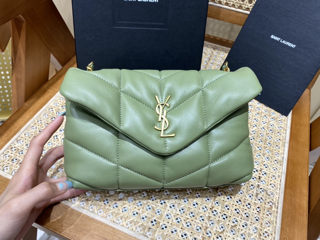 SAINT LAURENT #𝙇𝙤𝙪𝙇𝙤𝙪 𝙥𝙪𝙛𝙛𝙚𝙧LOULOU PUFFER Mini Quilted Lambskin Bag #620333Original Leather
