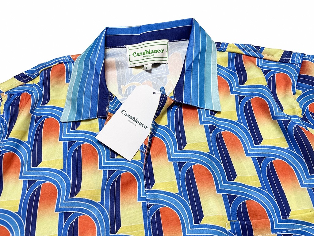 Casablanca Dream Gate, White twill silk short sleeve shirt