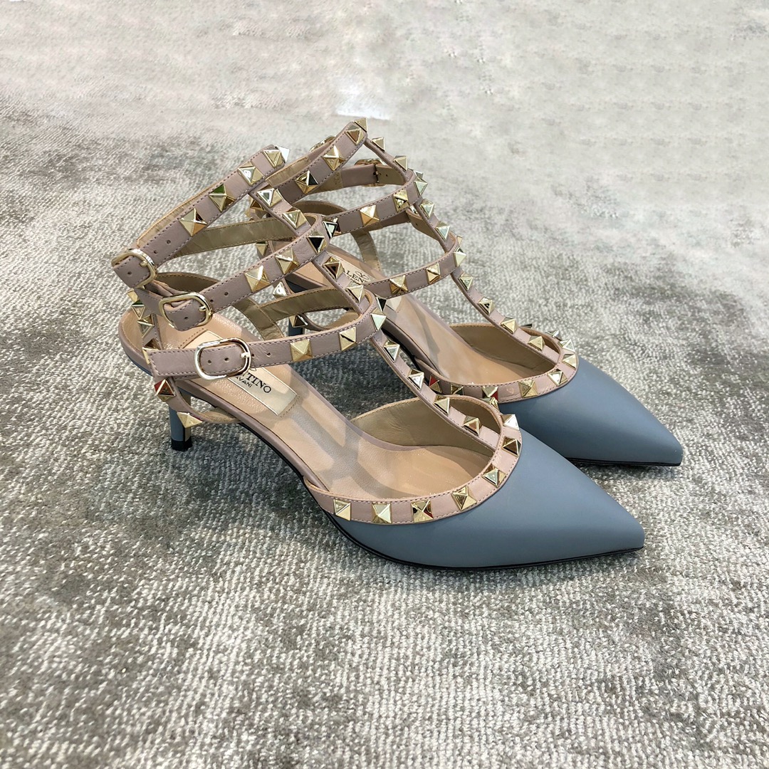 Valentino VT Collection Triple Strap Mid Heel 6.5cm Haze Blue